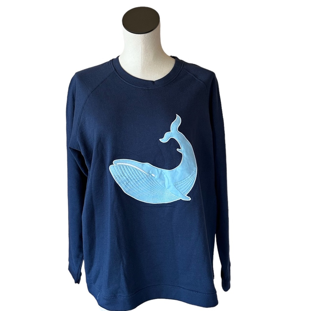 NWT Monica + Andy Crewneck Embroidered Whale Patch Sweatshirt Large - Picture 3 of 11